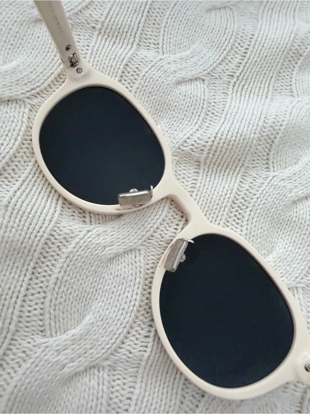 Dior Round Sunglasses in Cream Frame with Black Lenses